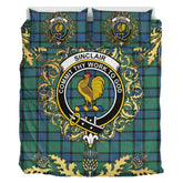 Sinclair Hunting Ancient Tartan Crest Bedding Set - Golden Thistle Style